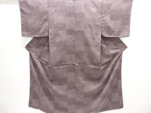 大正ロマン　変わり横段に竹模様織り出しお召着物